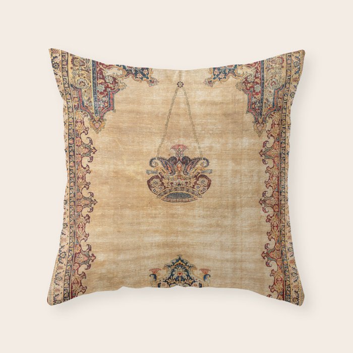 Tabriz  Antique North West Persian Silk Niche Rug Print Throw Pillow Gallery Image 6