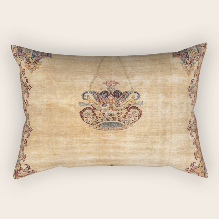 Tabriz  Antique North West Persian Silk Niche Rug Print Rectangular Pillow Gallery Image 1