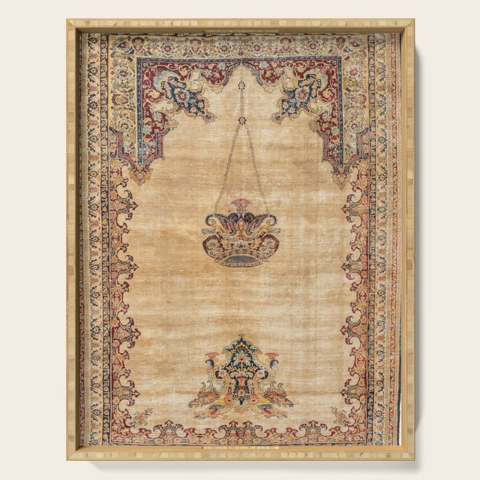 Tabriz  Antique North West Persian Silk Niche Rug Print Serving Tray Gallery Image 1