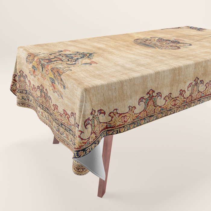 Tabriz  Antique North West Persian Silk Niche Rug Print Tablecloth Gallery Image 1
