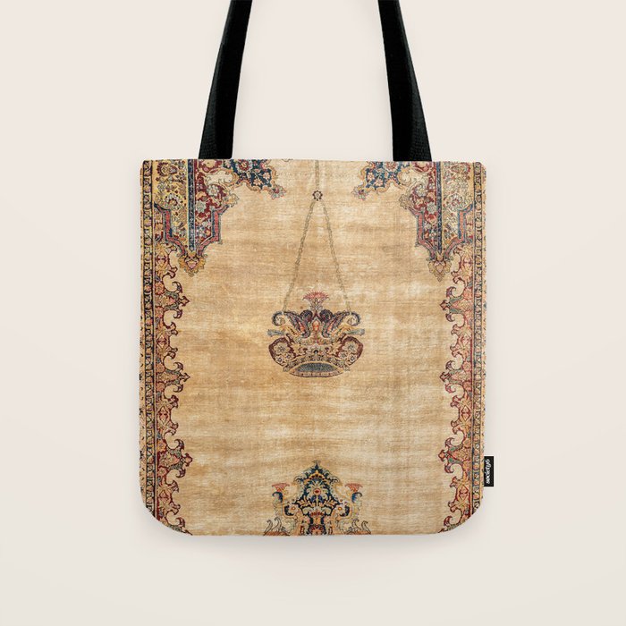 Tabriz  Antique North West Persian Silk Niche Rug Print Tote Bag Gallery Image 1