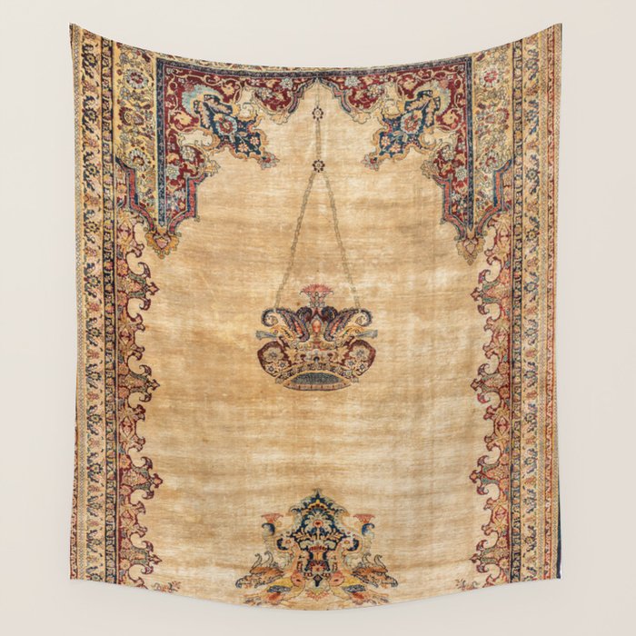 Tabriz  Antique North West Persian Silk Niche Rug Print Wall Tapestry Gallery Image 1