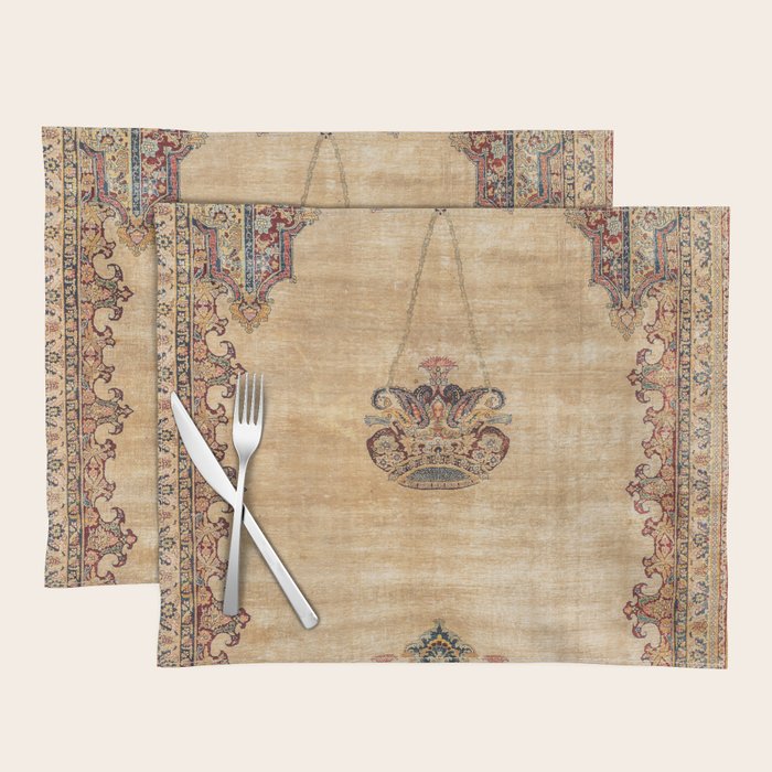 Tabriz  Antique North West Persian Silk Niche Rug Print Placemat Gallery Image 1