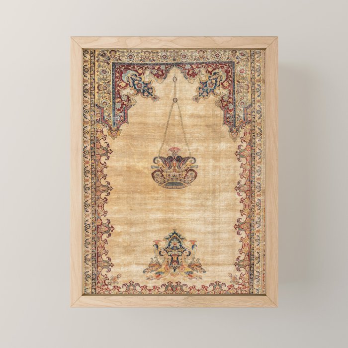 Tabriz  Antique North West Persian Silk Niche Rug Print Mini Art Print Gallery Image 1