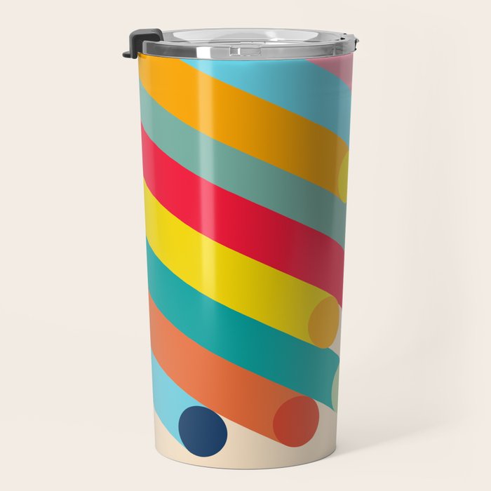 Retro Mid Century Beams | Bauhaus Geometric Pattern Travel Mug Gallery Image 3