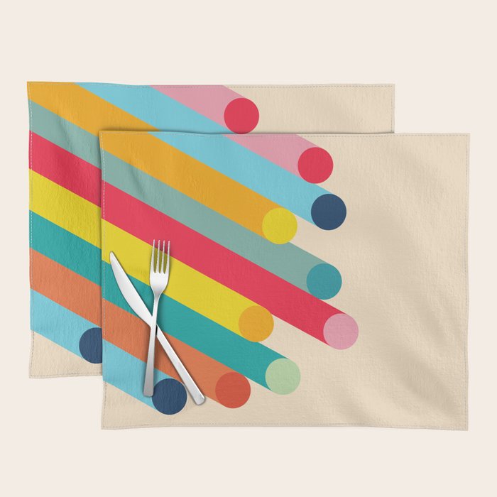 Retro Mid Century Beams | Bauhaus Geometric Pattern Placemat Gallery Image 1