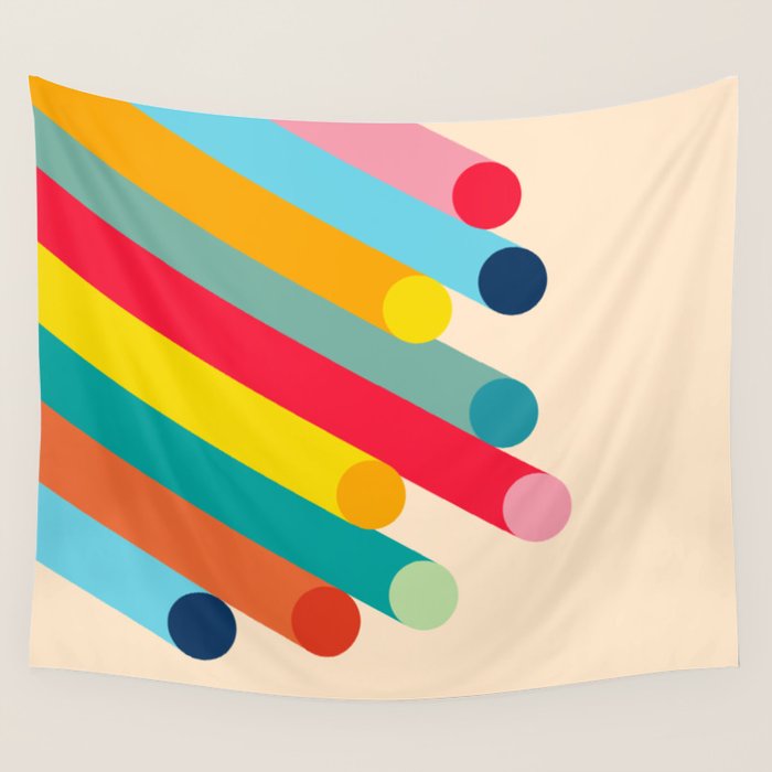 Retro Mid Century Beams | Bauhaus Geometric Pattern Wall Tapestry Gallery Image 1