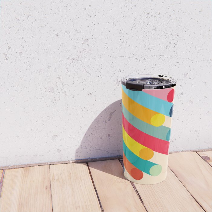 Retro Mid Century Beams | Bauhaus Geometric Pattern Travel Mug Gallery Image 4