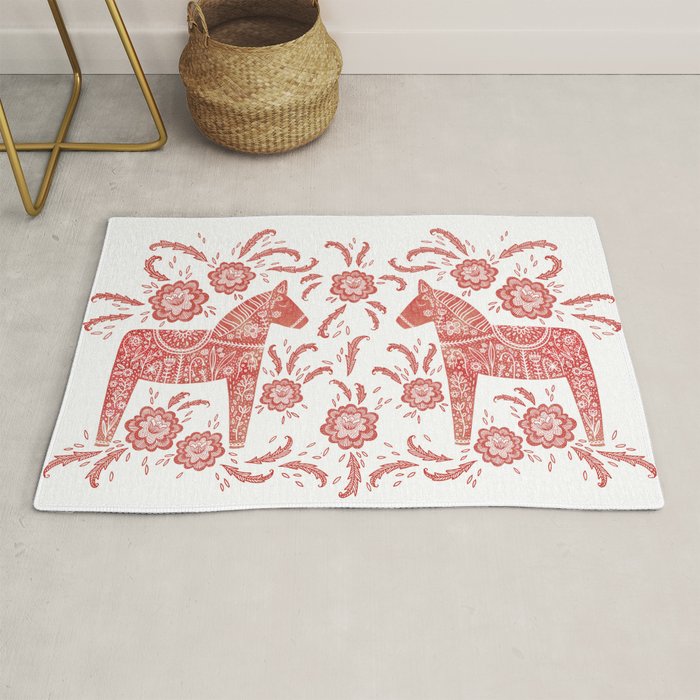 Swedish Dala Horse Red Rug Gallery Image 1