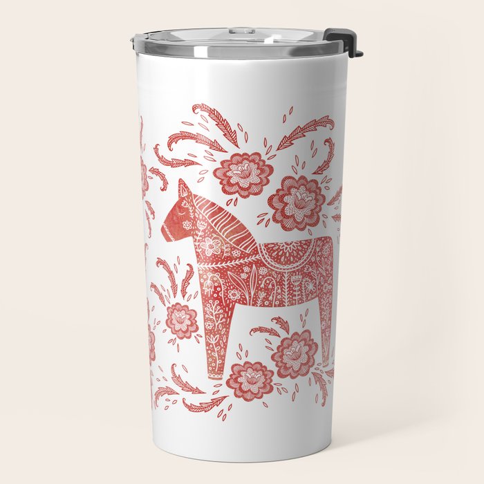 Swedish Dala Horse Red Travel Mug Gallery Image 2