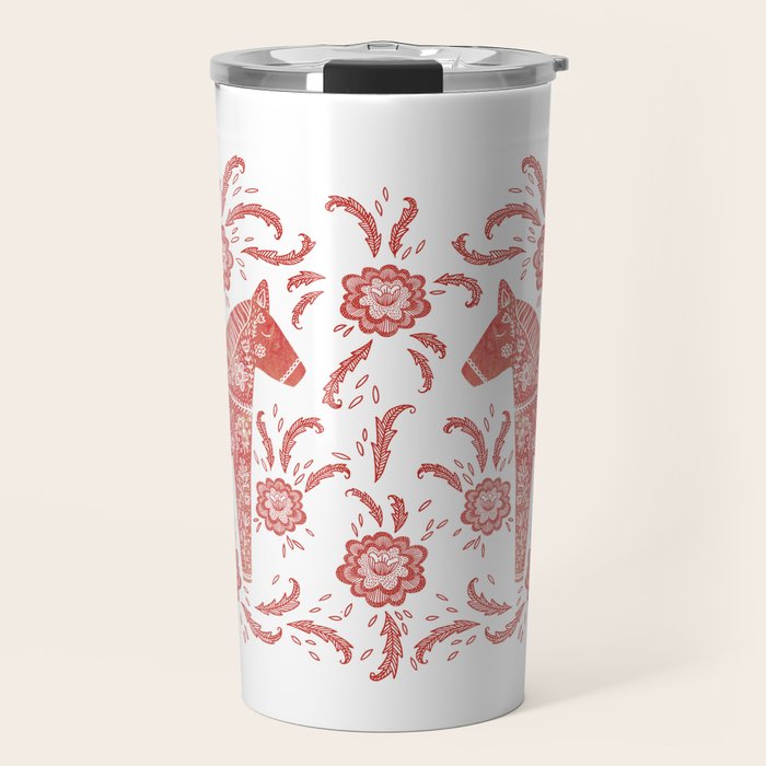 Swedish Dala Horse Red Travel Mug Gallery Image 1