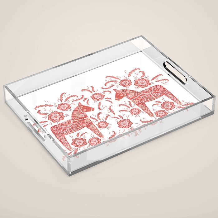 Swedish Dala Horse Red Acrylic Tray Gallery Image 1