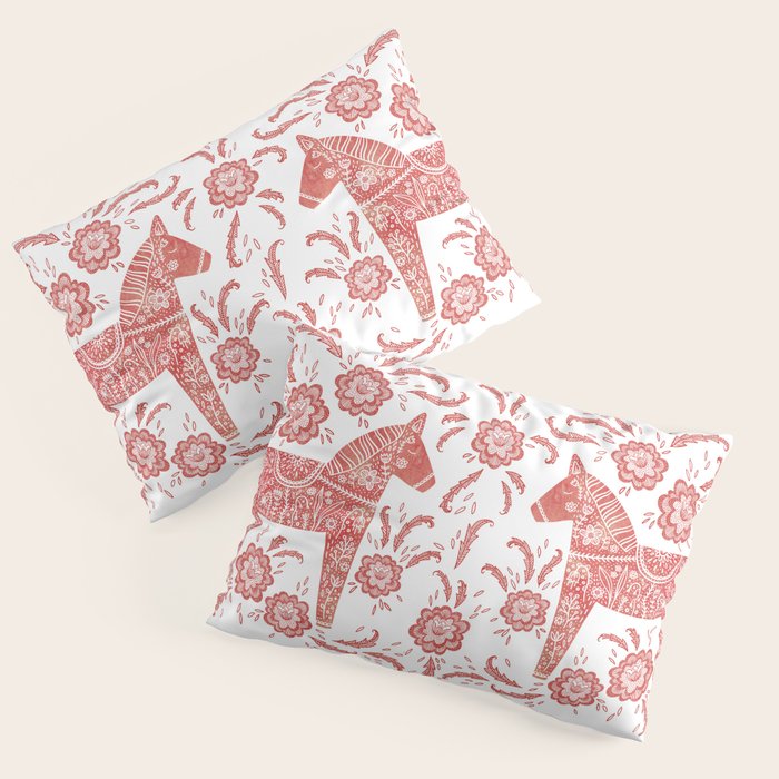 Swedish Dala Horse Red Pillow Sham Gallery Image 3