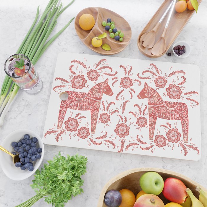 Swedish Dala Horse Red Cutting Board Gallery Image 2