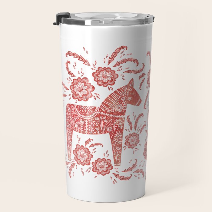 Swedish Dala Horse Red Travel Mug Gallery Image 3