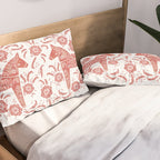 Swedish Dala Horse Red Pillow Sham Gallery Image 2