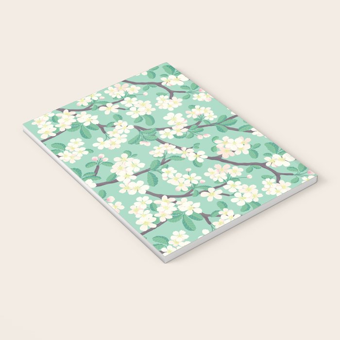 Apple Blossoms Pattern on Green Notebook Gallery Image 3