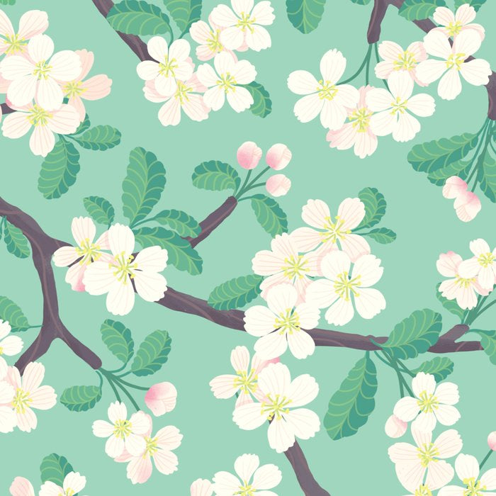 Apple Blossoms Pattern on Green Coffee Mug Gallery Image 2