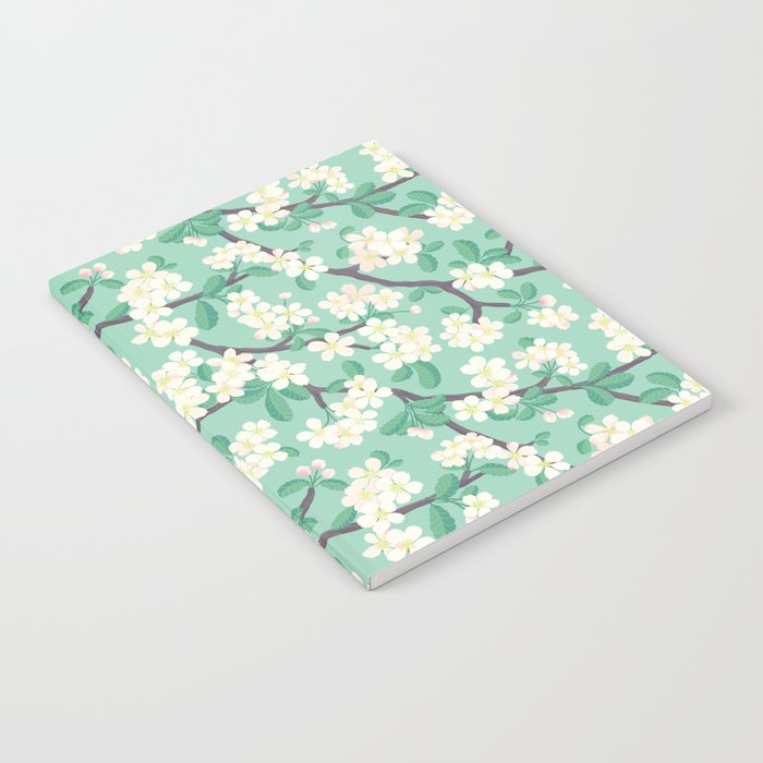Apple Blossoms Pattern on Green Notebook Gallery Image 2