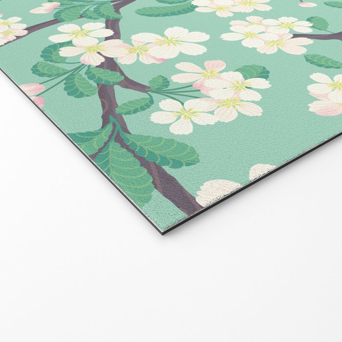 Apple Blossoms Pattern on Green Welcome Mat Gallery Image 2