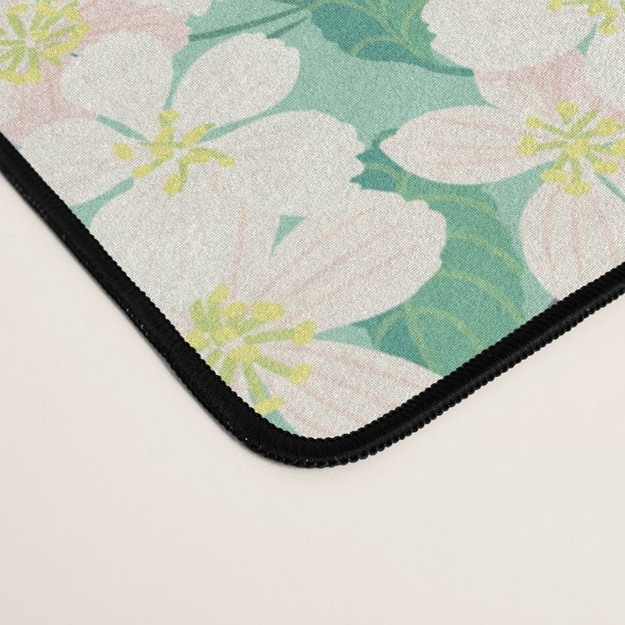 Apple Blossoms Pattern on Green Desk Mat Gallery Image 4