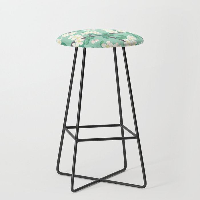 Apple Blossoms Pattern on Green Stool Gallery Image 1