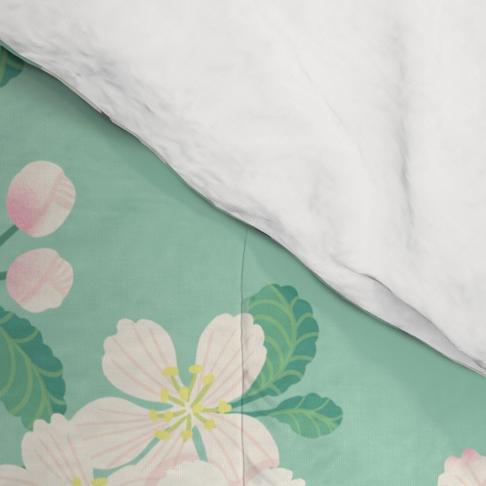 Apple Blossoms Pattern on Green Comforter Gallery Image 4