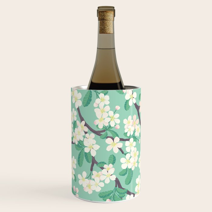 Apple Blossoms Pattern on Green Wine Chiller Gallery Image 3