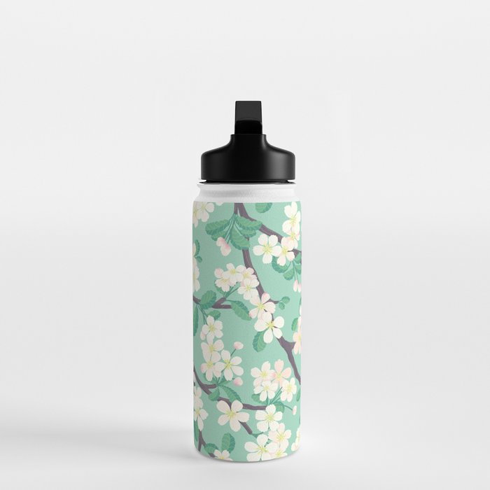 Apple Blossoms Pattern on Green Water Bottle Gallery Image 3