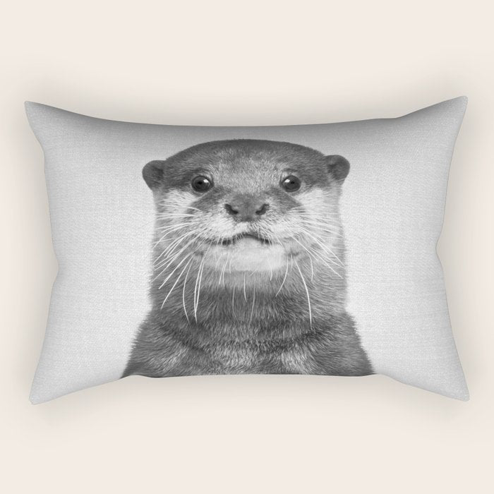 Otter - Black & White Rectangular Pillow Gallery Image 1