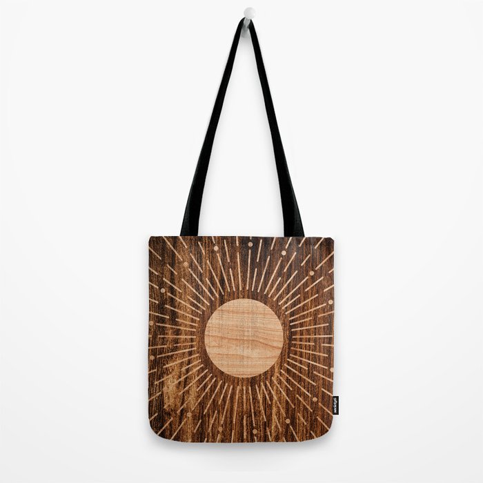 Boho sun Island style wood inlay art  Tote Bag Gallery Image 2