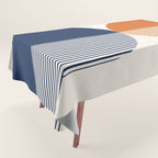 Abstraction Shapes 116 in Navy Blue Orange (Moon Phase Abstract)  Tablecloth Gallery Image 1