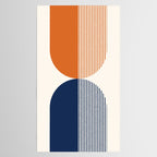 Abstraction Shapes 116 in Navy Blue Orange (Moon Phase Abstract)  Tablecloth Gallery Image 2