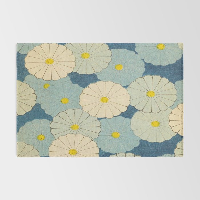 Shin-Bijutsukai - Japanese Design Blue Floral Pattern Rug Gallery Image 2