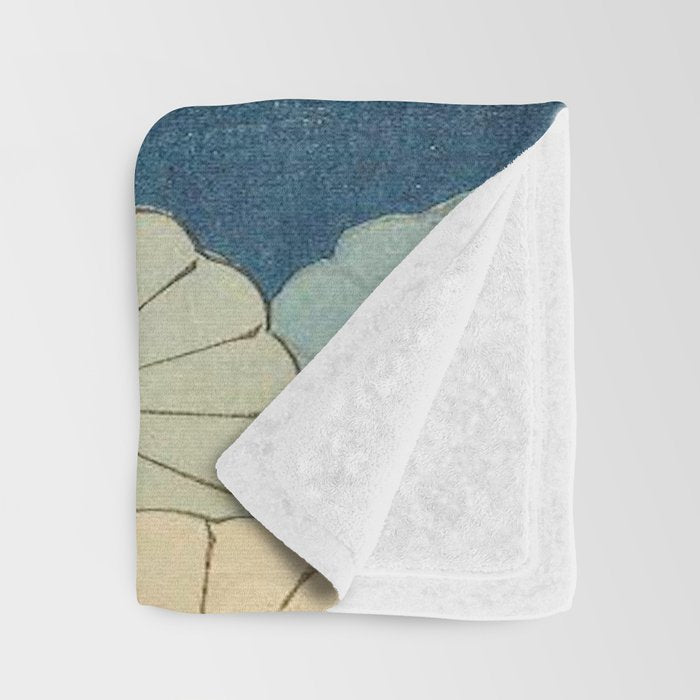 Shin-Bijutsukai - Japanese Design Blue Floral Pattern Throw Blanket Gallery Image 3