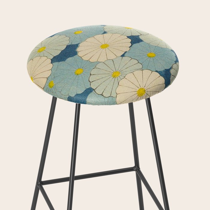 Shin-Bijutsukai - Japanese Design Blue Floral Pattern Stool Gallery Image 2