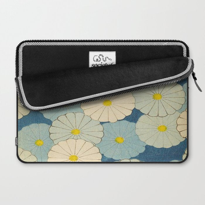 Shin-Bijutsukai - Japanese Design Blue Floral Pattern Laptop Sleeve Gallery Image 2