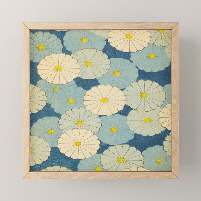 Shin-Bijutsukai - Japanese Design Blue Floral Pattern Mini Art Print Gallery Image 1