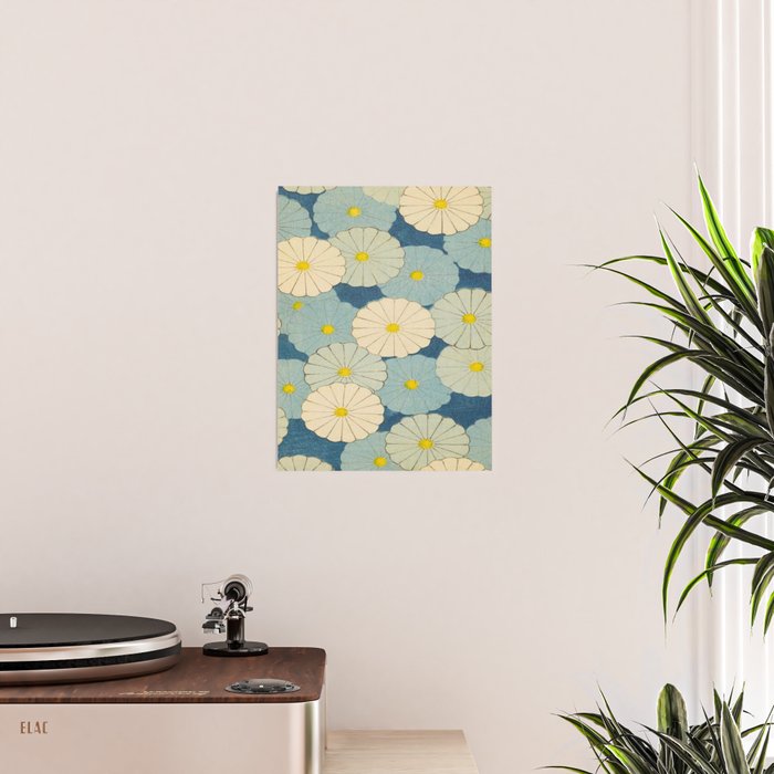 Shin-Bijutsukai - Japanese Design Blue Floral Pattern Poster Gallery Image 2