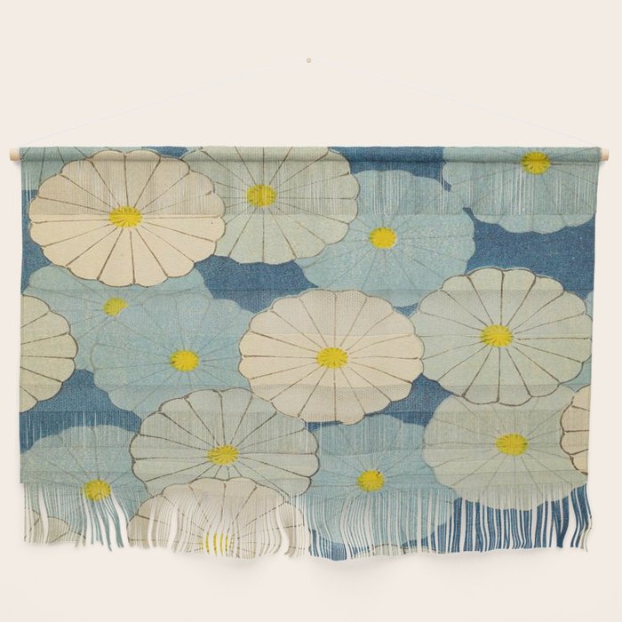 Shin-Bijutsukai - Japanese Design Blue Floral Pattern Wall Hanging Gallery Image 1