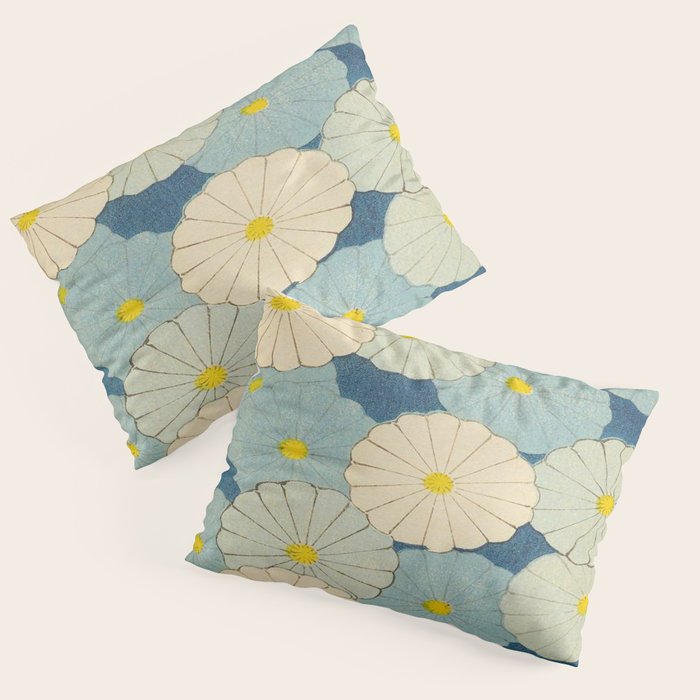 Shin-Bijutsukai - Japanese Design Blue Floral Pattern Pillow Sham Gallery Image 3