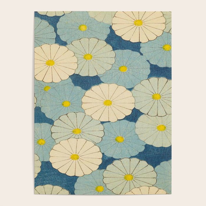 Shin-Bijutsukai - Japanese Design Blue Floral Pattern Poster Gallery Image 4