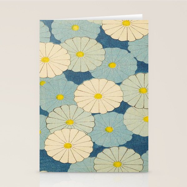 Shin-Bijutsukai - Japanese Design Blue Floral Pattern Stationery Card Gallery Image 1