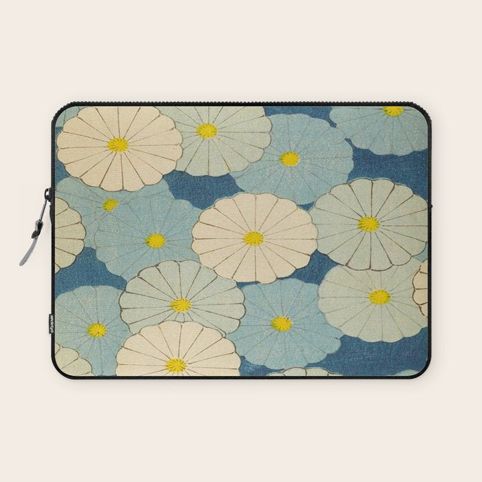 Shin-Bijutsukai - Japanese Design Blue Floral Pattern Laptop Sleeve Gallery Image 1