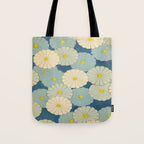 Shin-Bijutsukai - Japanese Design Blue Floral Pattern Tote Bag Gallery Image 1