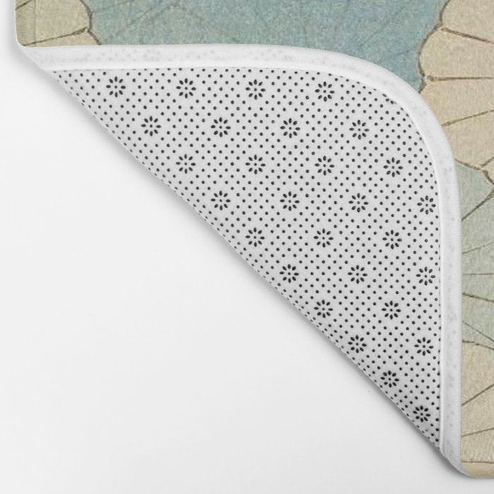 Shin-Bijutsukai - Japanese Design Blue Floral Pattern Bath Mat Gallery Image 2