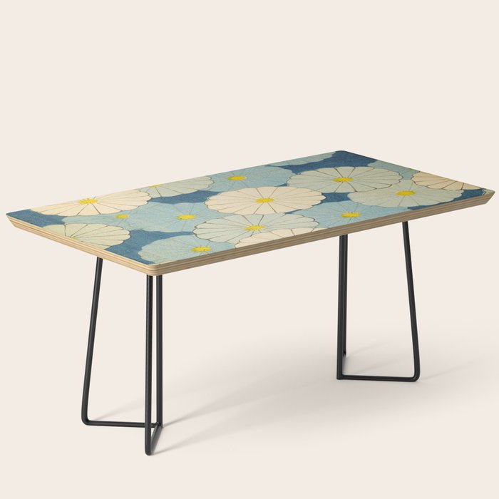 Shin-Bijutsukai - Japanese Design Blue Floral Pattern Coffee Table Gallery Image 1