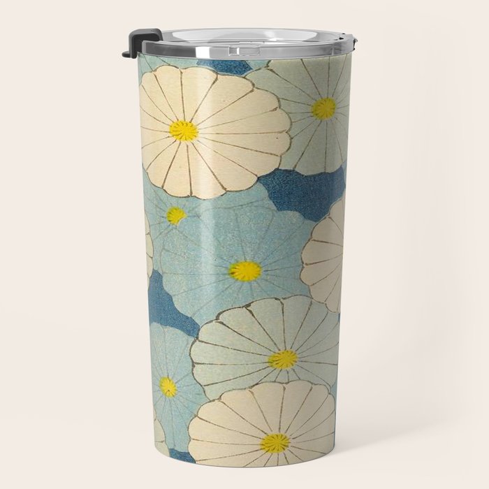 Shin-Bijutsukai - Japanese Design Blue Floral Pattern Travel Mug Gallery Image 3