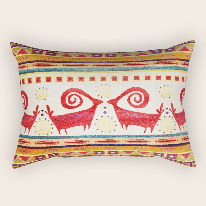 Antique Persian Rug Print With Abstract Quadrupeds Rectangular Pillow Gallery Image 2
