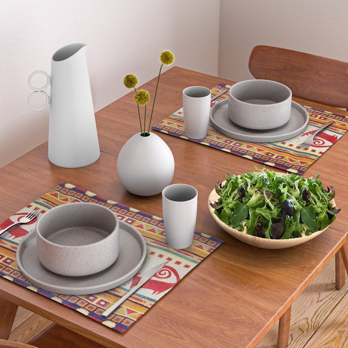 Antique Persian Rug Print With Abstract Quadrupeds Placemat Gallery Image 2